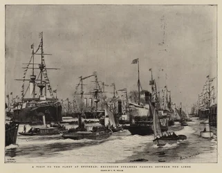 スピットヘッドのフリートへの訪問、ライン間を通過するエクスカーションスチーマー